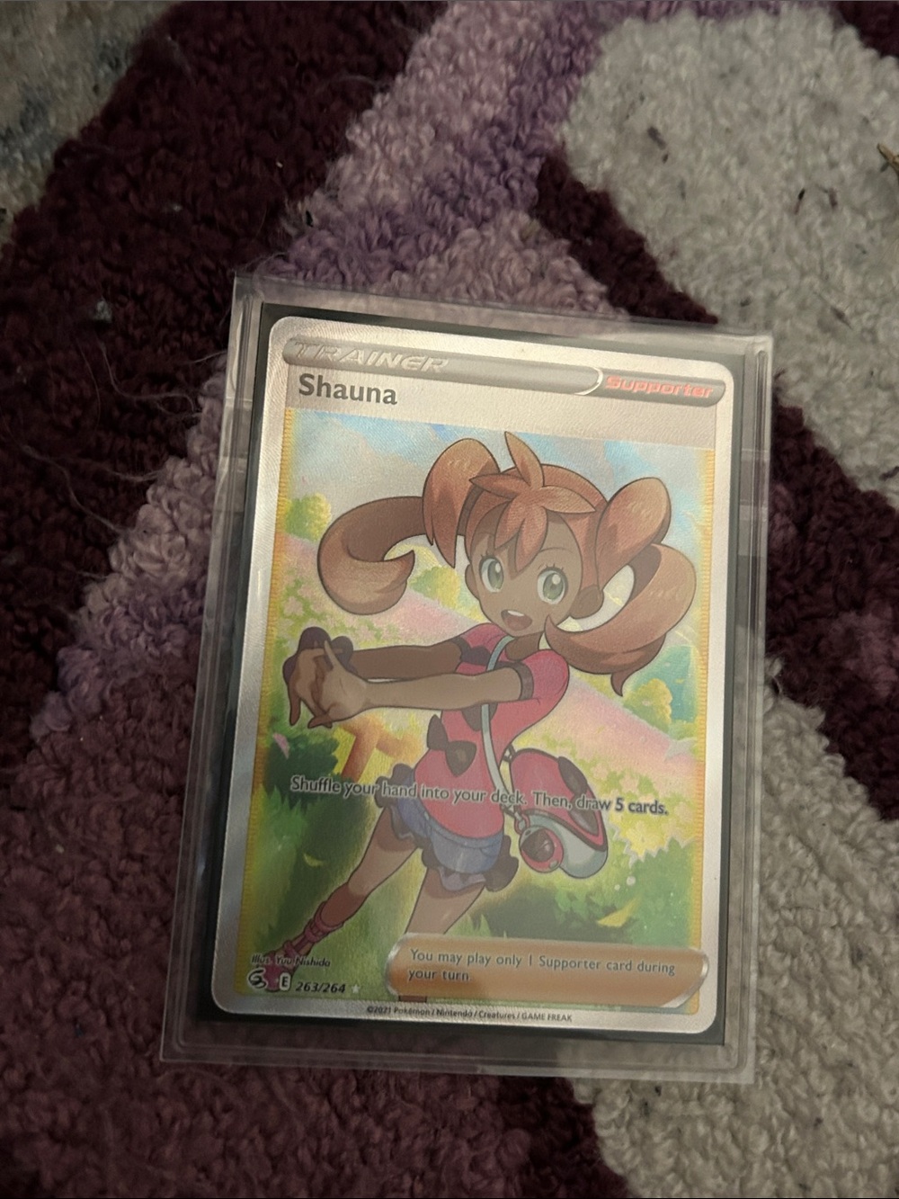 Pokemon Shauna Full-Art Trainer Card - Pink & Brown Tones